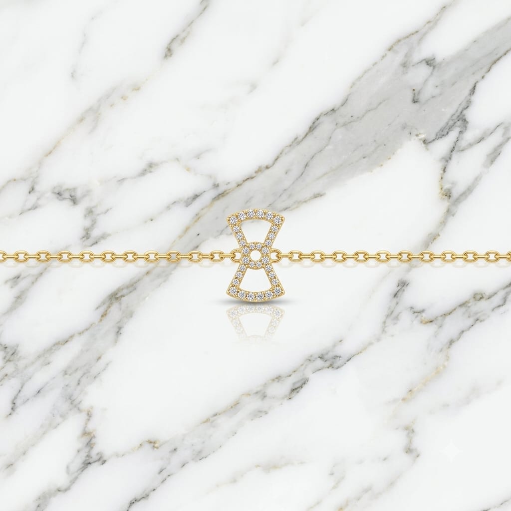 Delicate Gold Chain Bracelet with Diamond Hourglass Motif