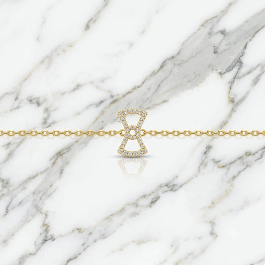 Delicate Gold Chain Bracelet with Diamond Hourglass Motif