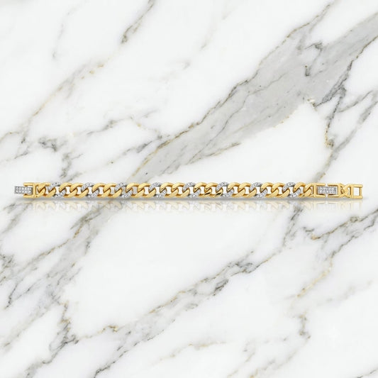 Luxurious Two-Tone Cuban Link Bracelet with Diamond Accents